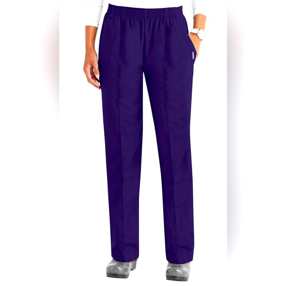 Landau Essentials Creased Front Elastic Waist Pants | NWT | Purple | Sz: M - Picture 1 of 11